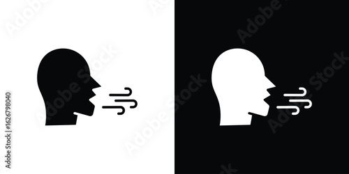 Breath icon, glyph style icon for web site or mobile app