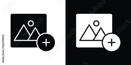 Add photos icon, glyph style icon for web site or mobile app