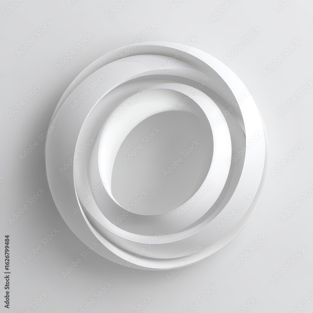 Fototapeta premium White abstract sphere, swirling design, on neutral background, for modern art or tech design