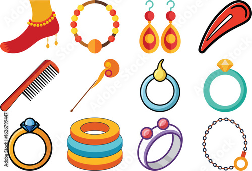 set of hair care icons