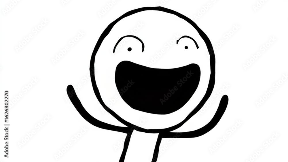 Close Up Stick Figure Smiling With Glee Close Up Stick Figure Smiling With Glee
