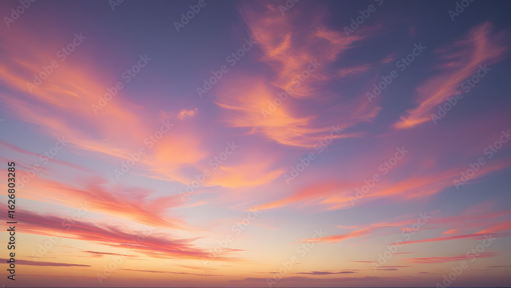 Obraz premium Red sunset sky with clouds at dusk