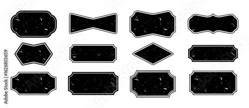 Black distressed vintage label shapes collection vector