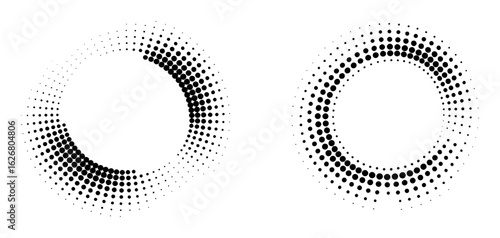 Black dots forming circular patterns with varying density circles gradient