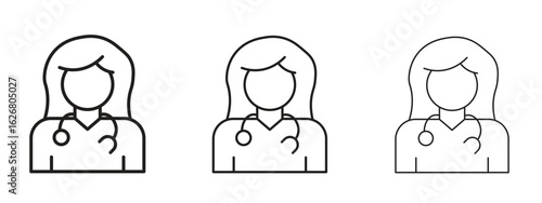 Woman Doctor icon. Hand drawn minimalism style vector illustration
