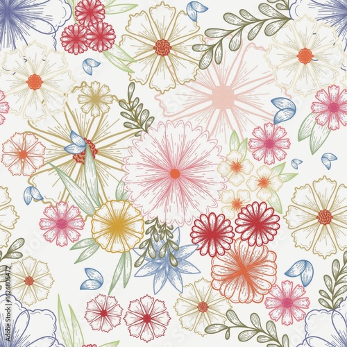Seamless  Moroccan Pattern colorful flowers. Weaving seamless pattern Moroccan style. Design for fashion texture, fabric, clothing, wrapping, wallpaper, Moroccan style, print ethnic Morocco art.