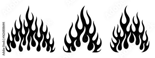 Black flame shapes graphic design elements fire heat