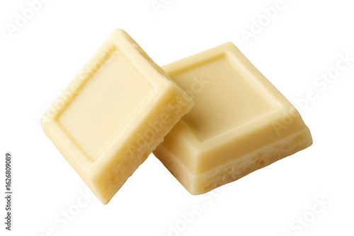 Two white chocolate pieces isolated on transparent background