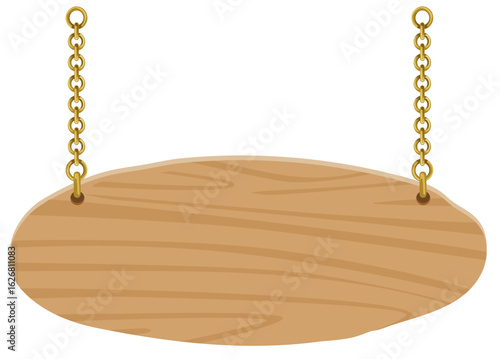 シンプルな木製の吊り下げ看板ベクター素材｜店舗・案内用イラスト｜オーク素材風(Simple Wooden Hanging Signboard Vector – For Shop Signs and Guidance (Oak Style))