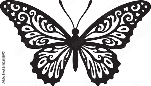 Butterfly and Flower Silhouette Vector