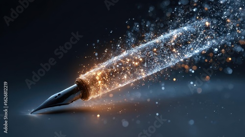 Enchanted Fountain Pen with Glowing Energy