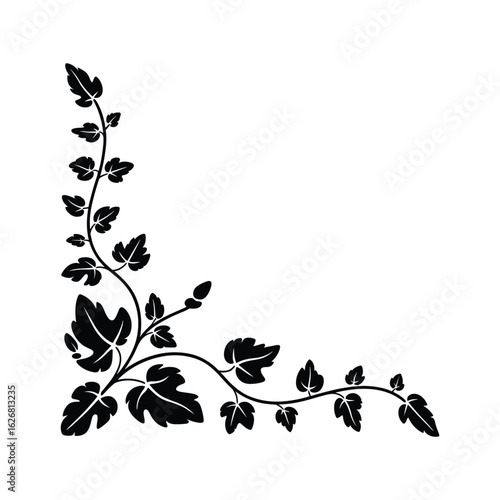 Wallpaper Mural Elegant black vine and leaf corner design element Torontodigital.ca