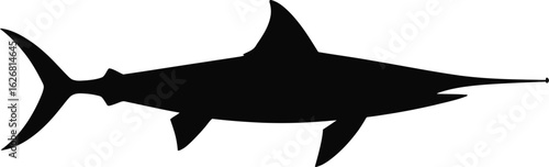 Vector art of silhouette of a swordfish swimming in the ocean a powerful and majestic marine predator in black against a neutral background