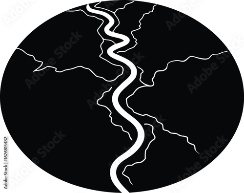 River Delta From Above Silhouette | Aerial View of Waterways Silhouette