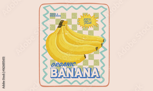 Local farmer markets. Organic food artwork for for t shirt and poster. Fruits of the spirit. Vintage banana art. 