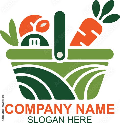 Fresh Produce Basket Farm Logo Design for Your Business