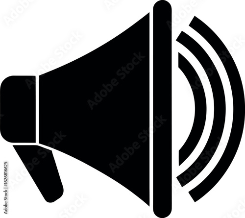 Loudspeaker megaphone sound announcement broadcast voice communication silhouette vector illustration