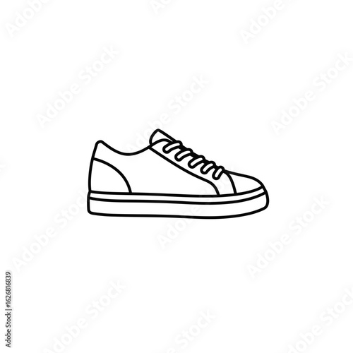 Outline of a sneaker shoe in minimalist style  
