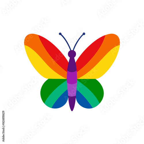 Rainbow butterfly illustration isolated on transparent background