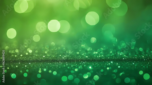 Sparkling Green Bokeh: A vibrant emerald green bokeh background creates a magical ambiance, showcasing a mesmerizing dance of light and color with its circular orbs.