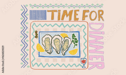 Fresh oyster print. Eat more fruit. Oyster club print design.