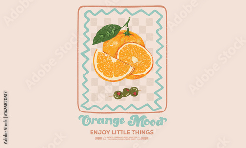 Organic food artwork for for t-shirt. Sweet and juicy design. Fresh fruit. Oranges fruit artwork. Fresh orange fruit print.