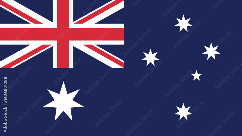 Fototapeta premium Australian national flag with blue field, Union Jack, Commonwealth Star, and Southern Cross—symbol of unity, heritage, and identity