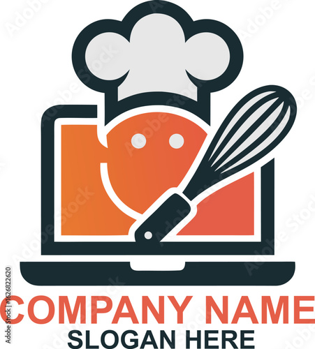 Creative Chef Cooking Online Education Digital Platform Logo Design