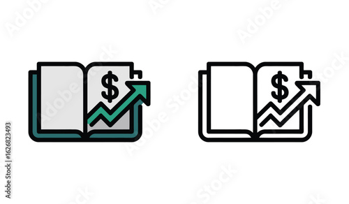 Financial Growth Illustrated Business Handbook with Line Art and Color Variations for Design