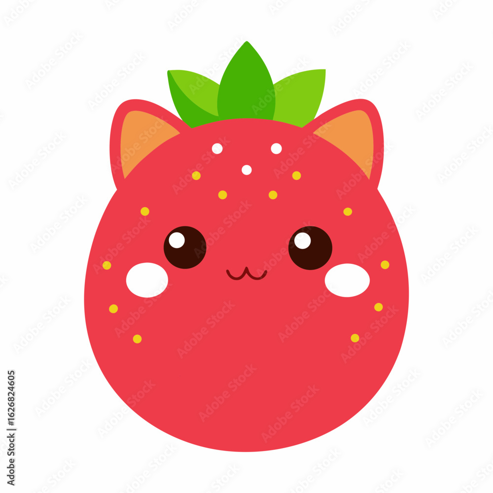 Obraz premium Vector illustration of a cat in a strawberry design