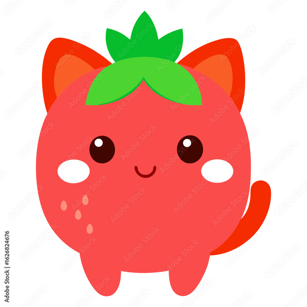 Obraz premium Vector illustration of a cat in a strawberry design
