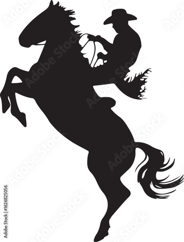 cowboy riding a bucking rodeo horse silhouette