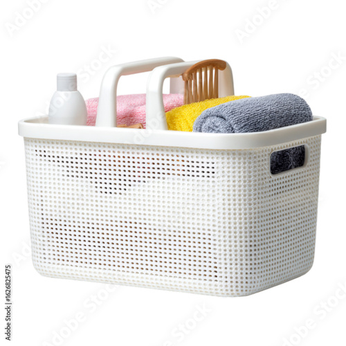 A portable diaper caddy organizer basket isolated on white background, studio lighting, clean cut-out, sharp focus 