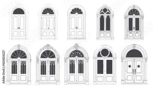 Ornate classical doorways with arched fanlights and decorative elements entrances classical architecture
