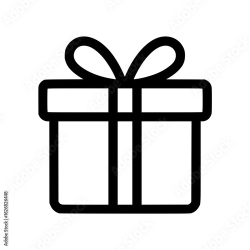 Simple Black Gift Box Outline Icon Isolated
