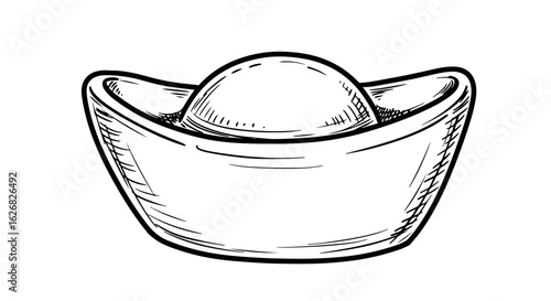 Chinese yuan bao ingot illustration for prosperity and wealth themes