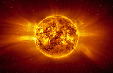 Crédence de cuisine Nasa Soleil rayonnant parmi étoiles cosmiques  © muratart
