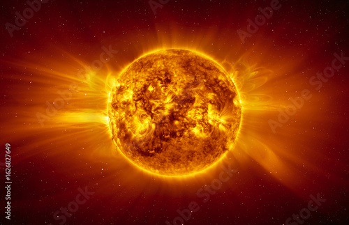 Fototapeta Naklejka Na Ścianę i Meble -  The Solar (Sun) in the Space a lot of stars in the background 