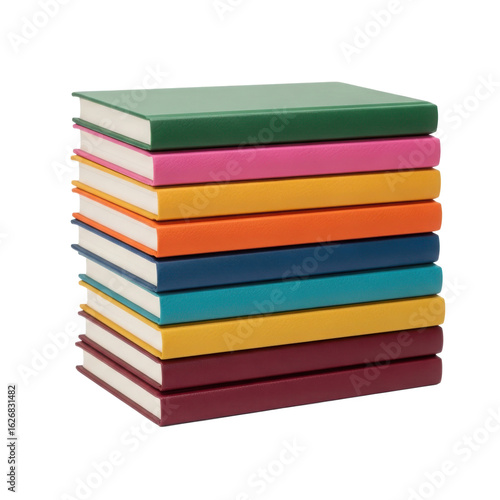 Wallpaper Mural A tall stack of ten colorful hardcover books with different colored spines neatly arranged on a transparent background for easy design integration isolated on transparent background Torontodigital.ca