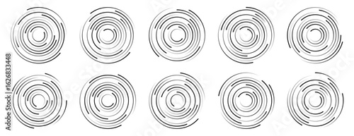 Set of different concentric ripple circles vector elements