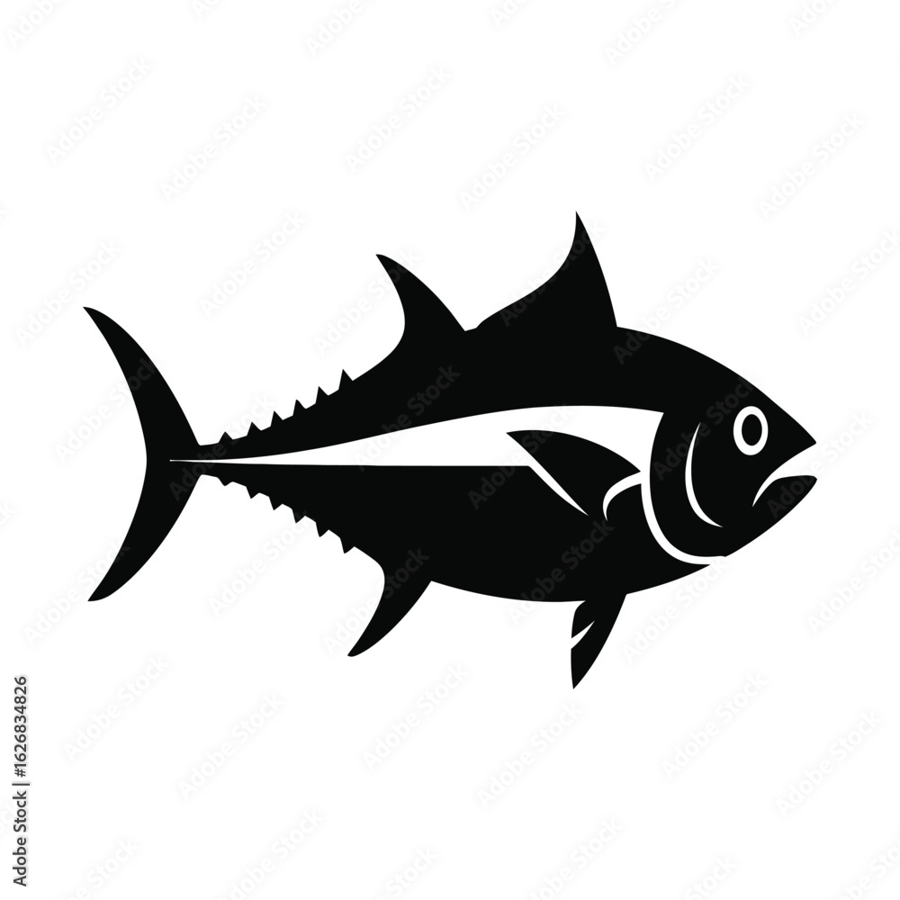 Fototapeta premium Simple Black and White Tuna Fish Illustration in EPS Format