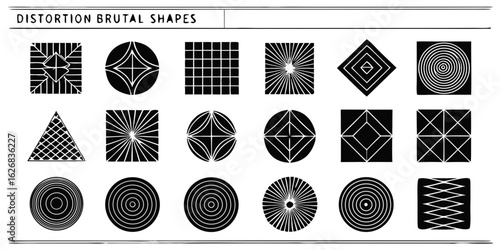 vector set of black and white brutal shapes