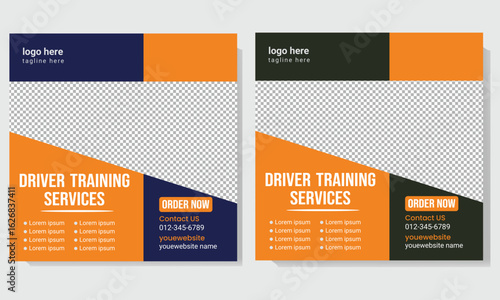 Professional driving school social media post design template