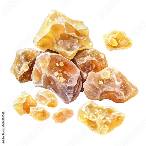 Artistic watercolor design of frankincense resin, hand-painted and isolated on a white background, suitable for print and digital use, EPS file. vector painting