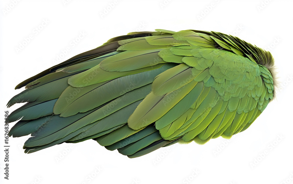 Fototapeta premium Green Parrot Feather.Isolated on white background