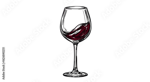 Artistic wine swirl in glass isolated on white background for elegant design