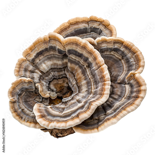 1 turkey tail mushroom isolated on transparent background