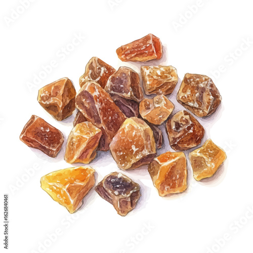 Billede på lærred Aesthetic hand-painted watercolor of myrrh resin, featuring soft tones and artistic simplicity, isolated on white, EPS vector ready