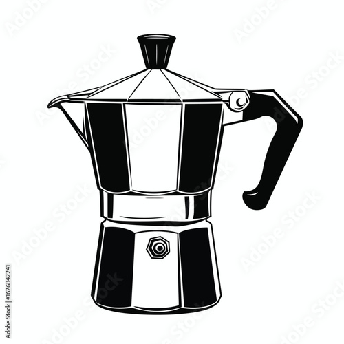 Vector illustration of a classic italian moka pot coffee maker perfect for brewing a strong espresso in the kitchen at home