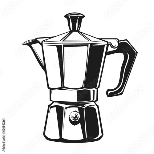 Vector illustration of a classic italian moka pot for brewing espresso a traditional stovetop coffee maker with a timeless design
